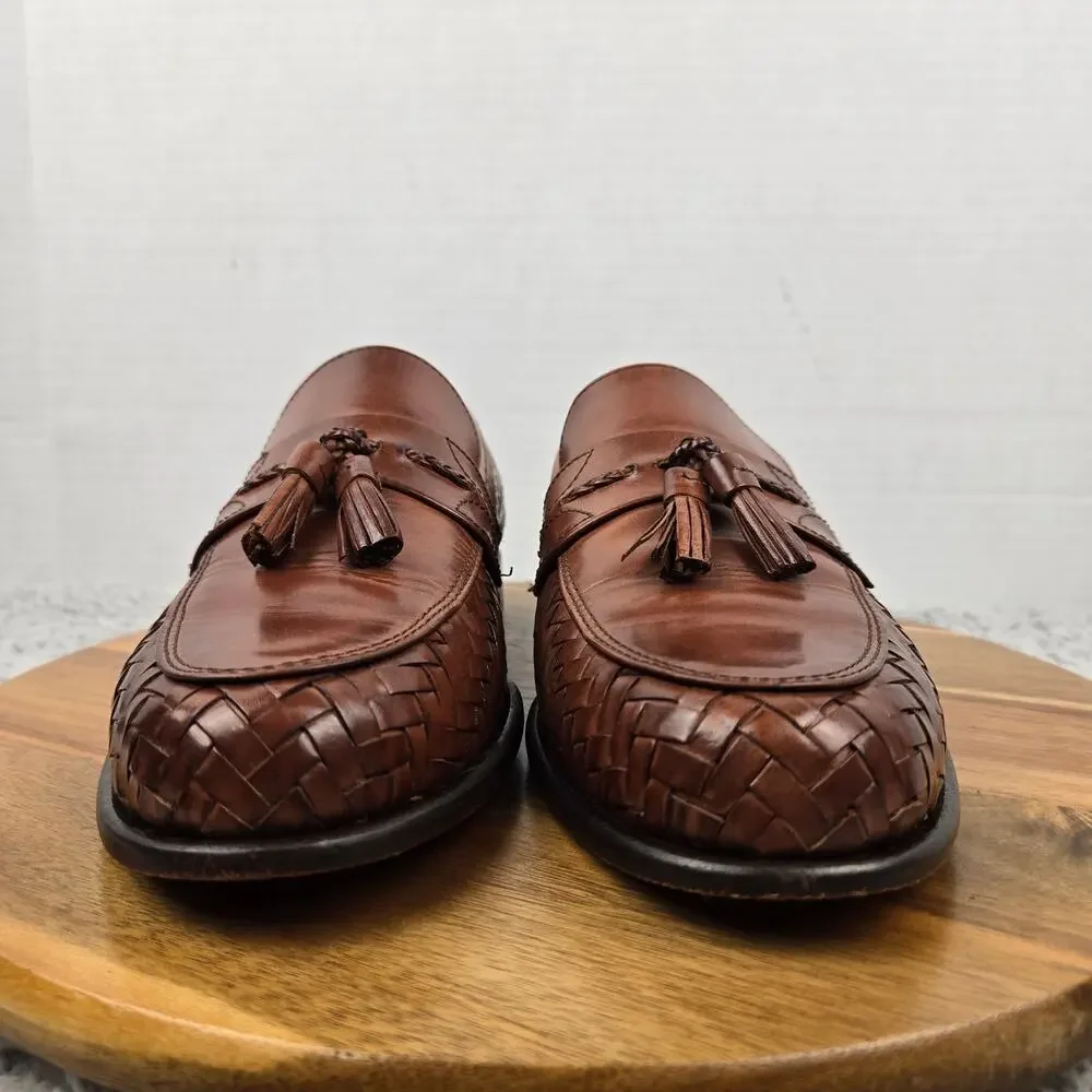 G.H. Bass Mens 9M Jerome Brown Woven Leather Casual Daily Office Tasseled Loafer
